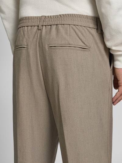 Casual Friday Regular fit stoffen broek met bandplooien, model 'Grant' Lichtbruin - 3