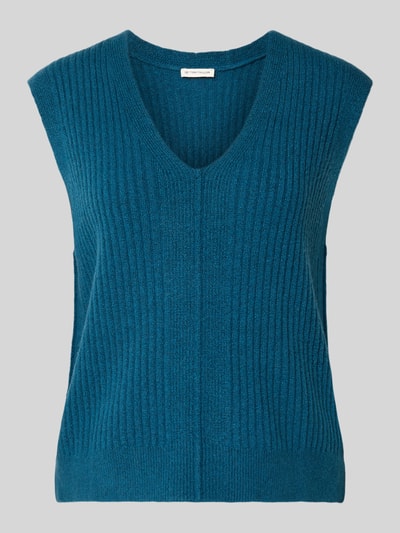 Tom Tailor Regular Fit Pullunder aus Baumwoll-Mix mit Woll-Anteil Petrol Melange 2