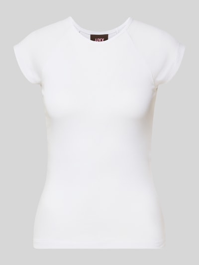 Produktfoto, Slim Fit T-Shirt mit Rundhalsausschnitt Modell 'Star' od JJXX, damski t-shirt z mieszanki bawełny i modalu, biały