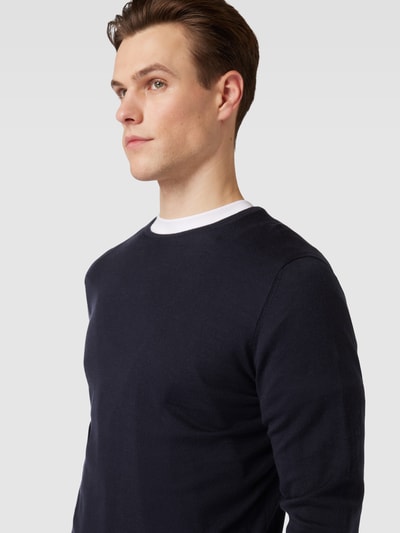 Christian Berg Men Strickpullover in unifarbenem Design  Marine 3