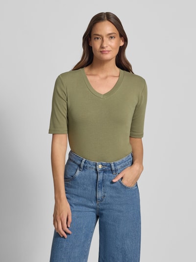 Christian Berg Woman T-Shirt mit V-Ausschnitt Oliv 4