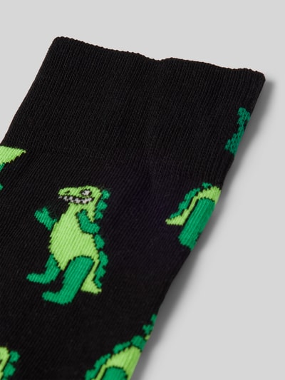 Happy Socks Skarpety z wyhaftowanym logo model ‘Dino’ Czarny 2