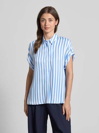 ETERNA Relaxed Fit Bluse mit Knopfleiste und Ärmeln mit Aufschlag Blau 4