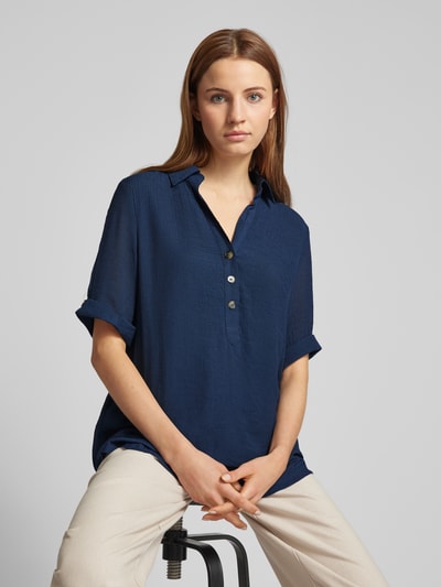 Apricot Overhemdblouse met platte kraag Marineblauw - 3