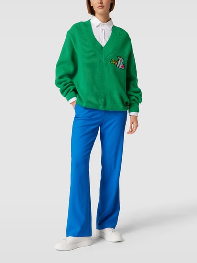 Lacoste Strickpullover aus Wolle mit V-Ausschnitt Grün 1
