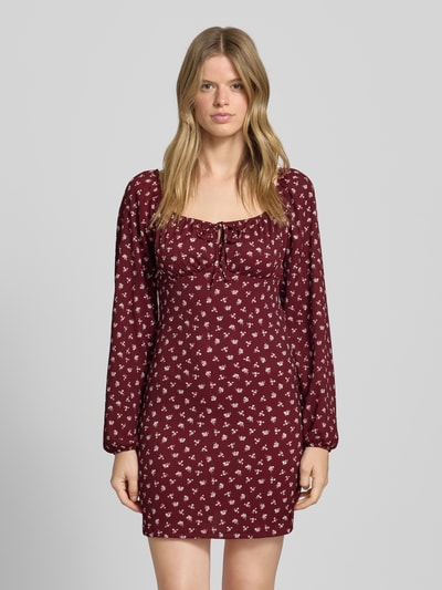 Only Getailleerde mini-jurk met structuurmotief, model 'HILLARY' Bordeaux - 4