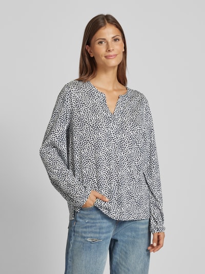 Tom Tailor Relaxed fit blouse met lange mouwen en tuniekhals Donkerblauw - 4