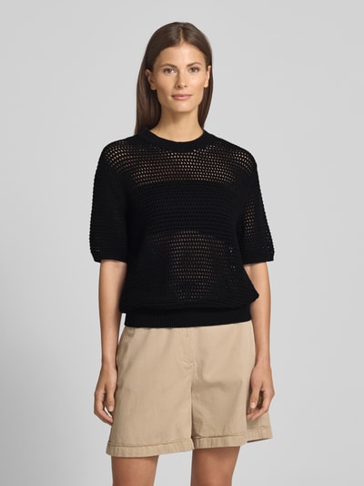 Tommy Hilfiger Sweter szydełkowy o kroju regular fit z mieszanki bawełny Czarny 4