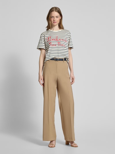 Weekend Max Mara T-shirt z wyhaftowanym logo model ‘OLGA’ Granatowy 1