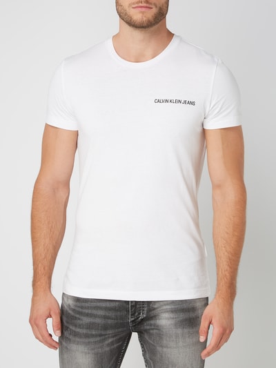 Calvin Klein Jeans T-shirt z nadrukiem z logo Biały 4