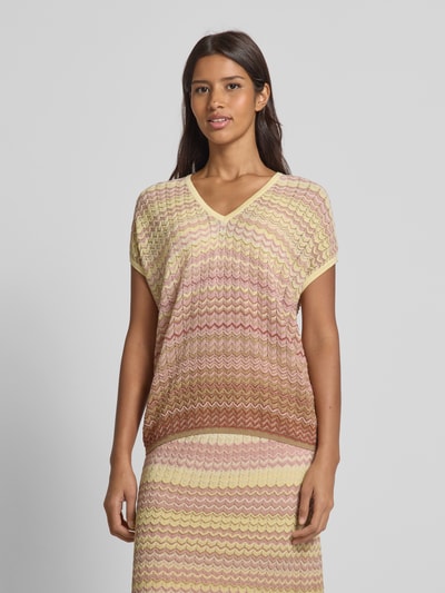 MOS MOSH Strickshirt mit V-Ausschnitt Modell 'Shani' Rosa 4