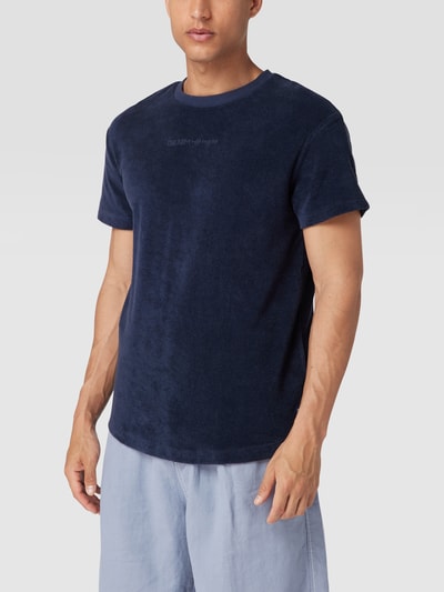 Tom Tailor Denim T-Shirt aus Frottee mit Label-Stitching Dunkelblau 4