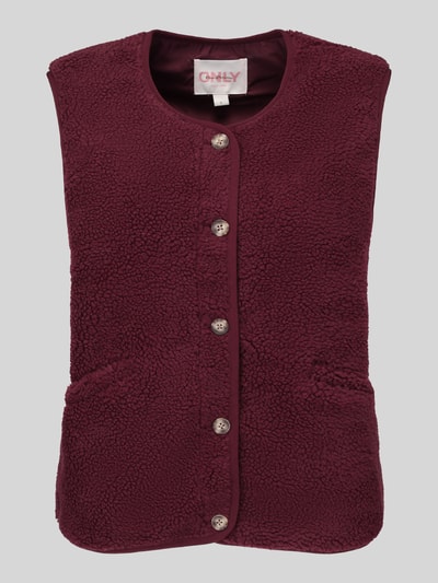 ONLY Regular Fit Weste in Teddyfell-Optik Modell 'BABY' Bordeaux 2