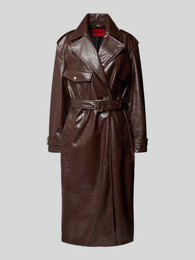 HUGO Trencz o kroju regular fit z wiązanym paskiem model ‘MALITTE’ Czekoladowy 2