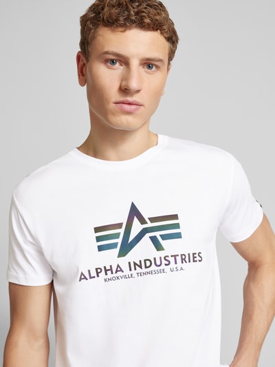 Alpha Industries T-Shirt mit Label-Print Modell 'Rainbow' Weiss 3