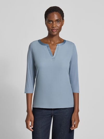 comma Shirt met lange mouwen en tuniekkraag Rookblauw - 4