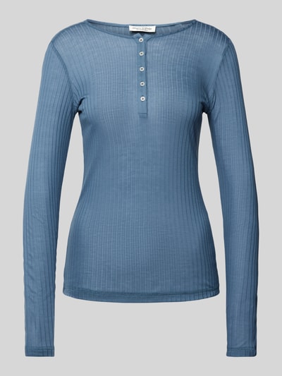 Marc O'Polo Regular Fit Langarmshirt mit  Rippstruktur Rauchblau 2