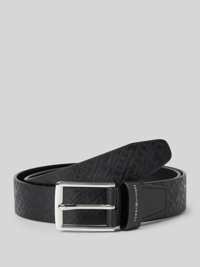 Tommy Hilfiger Ledergürtel mit Strukturmuster Modell 'BUSINESS MONOGRAM' Black 1