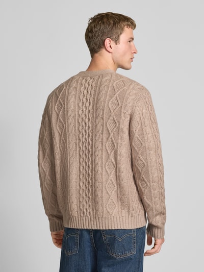 Levi's® Gebreid jack met kabelpatroon, model 'FUNGI HEATHER' Taupe - 5