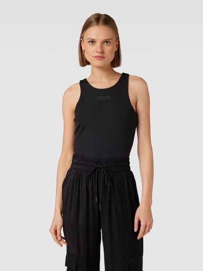 GUESS Body mit Label-Print aus Strasssteinbesatz Modell 'GUENDALINA' Black 4