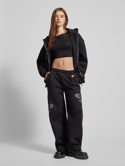 FELICIOUS Oversized sweatpants met labelprint Zwart - 1