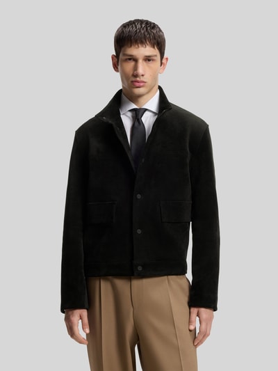 HUGO Kunstlederjacke in Velours-Optik mit aufgesetzten Taschen Black 4