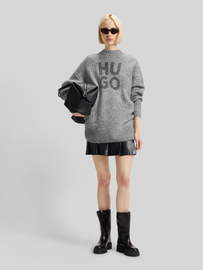 HUGO Oversized Strickpullover aus Woll-Mix Modell 'SLOGUIS' Mittelgrau 1