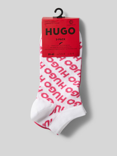 HUGO Sneakersokken met labelprint in een set van 3 paar Felroze gemêleerd - 3