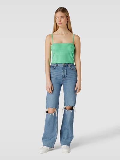 Calvin Klein Jeans Top krótki z prążkowaniem Zielony 1