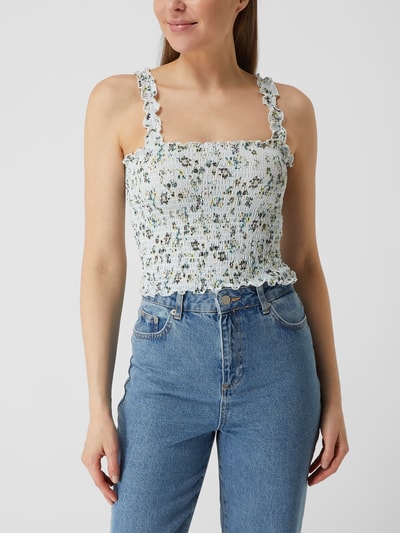 Noisy May Crop Top mit floralem Muster Modell 'Lea' Hellblau 4