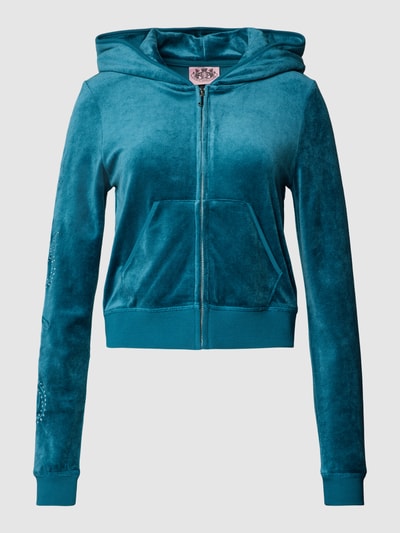 Juicy Couture Sweatjacke mit Kapuze Modell 'HERITAGE CREST ROBYN HOOD' Petrol 2