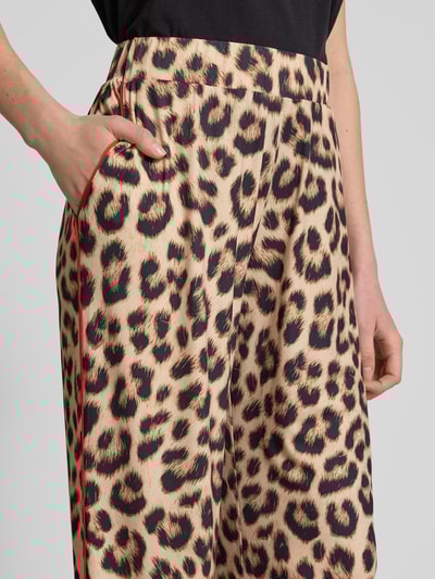 Oui Regular fit stoffen broek met galonstrepen Camel - 3