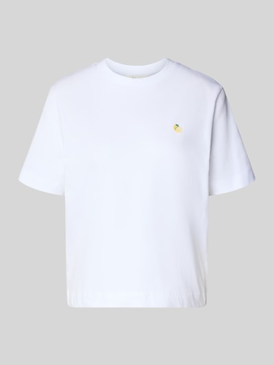 Produktfoto, Boxy Fit T-Shirt aus reiner Baumwolle Modell 'ELLA' von Selected Femme, jednokolorowa optyka, kolor biały, krój boxy fit, dekolt okrągły, materiał czysta bawełna