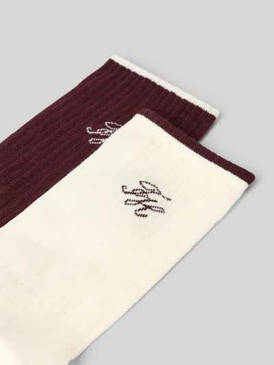 Produktfoto, Socken aus Baumwoll-Mix von Tommy Hilfiger in Weiß und Dunkelrot, feine Rippenstruktur, Damen Socken von Tommy Hilfiger