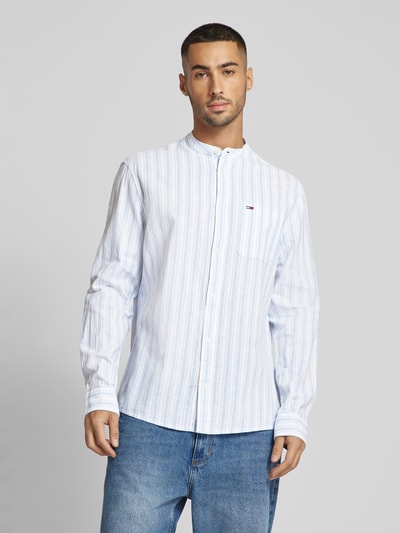 Tommy Jeans Regular Fit Freizeithemd mit Stehkragen Bleu 4