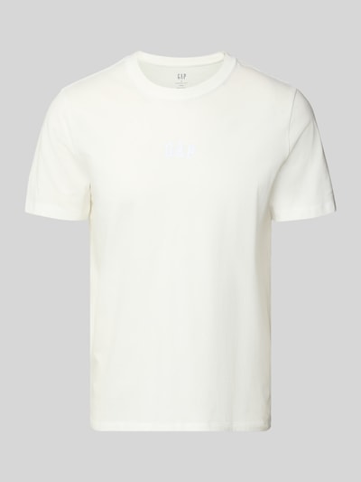Produktfoto, T-Shirt mit Rundhalsausschnitt und Label-Stitching von GAP in Weiß, Reine Baumwolle, Regular-Fit, Rückenlänge 69 cm Größe M