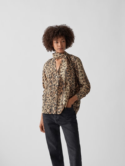 Victoria Beckham Schluppenbluse in Animal-Optik Camel 4