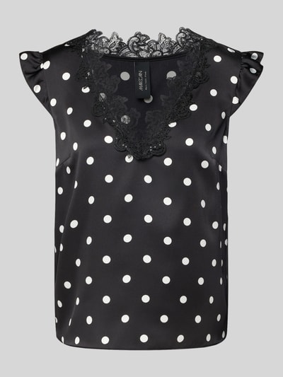 Marc Cain Blousetop met V-hals en kant Zwart - 2