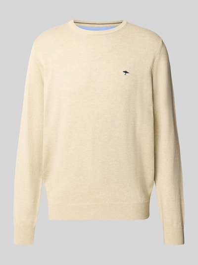 Fynch-Hatton Strickpullover aus reiner Baumwolle mit Logo-Stickerei Beige 1