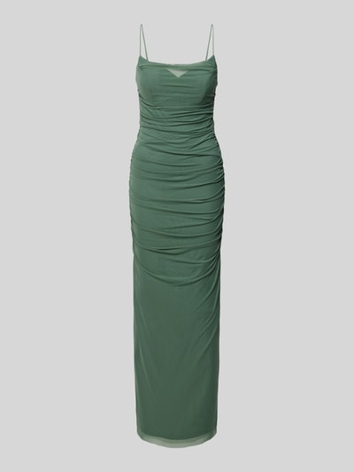 Produktfoto, Abendkleid mit Raffungen und Spaghettiträgern von Hey Kyla z szyfonu, prosty krój, długa sukienka, marszczenia, cienkie ramiączka, długość tyłu w rozmiarze 36: 127 cm, szerokość w rozmiarze 36: 38 cm