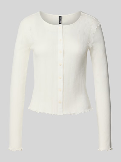 Pieces Slim fit gebreid jack van puur katoen, model 'MARIE' Offwhite - 2