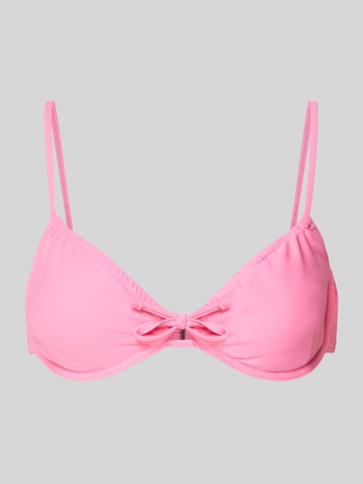 Produktfoto, Bikini-Oberteil mit Bügeln Modell 'BAOMI' von Pieces in Rosa, unifarben, Spaghettiträger, Schleifen-Detail, Hakenverschluss