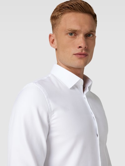 Jake*s Super Slim Fit Business-Hemd in unifarbenem Design Weiss 3