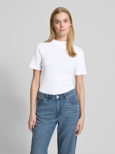 Christian Berg Woman T-Shirt mit geripptem Stehkragen Weiss 4