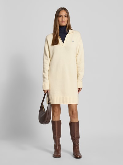 Polo Ralph Lauren Wollen jurk met logostitching Zand - 1