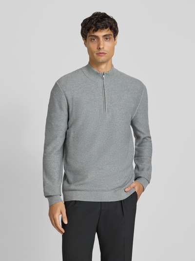 OLYMP Level Five Gebreide pullover met schipperskraag Zilver - 4