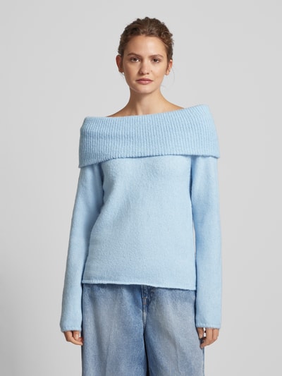 Gina Tricot Gebreide pullover in off shoulder-look Bleu - 4