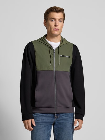 EA7 Emporio Armani Sweatjacke mit Viskose-Anteil im Colour-Blocking-Design Schlamm 4