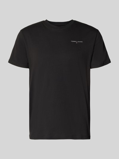 Produktfoto, Slim Fit T-Shirt aus reiner Baumwolle Modell 'LINEAR CHEST TEE' von Tommy Jeans, Optik: Unifarben, Passform: Regular-Fit, Label-Print, Rundhals, Kurzarm, Material: Reine Baumwolle