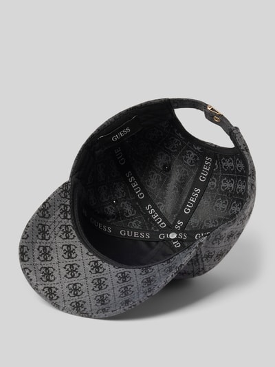 Produktfoto, Basecap mit Label-Applikation Modell 'KATYA' von Guess, wzór z logo, szara tkanina, sztywny daszek, rozmiar regulowany